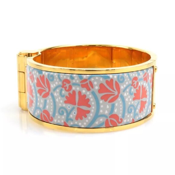 Auth HERMES Charniere Bangle Bracelet Gold/Blue/Pink Metal/Enamel - e59946g - Picture 5 of 12